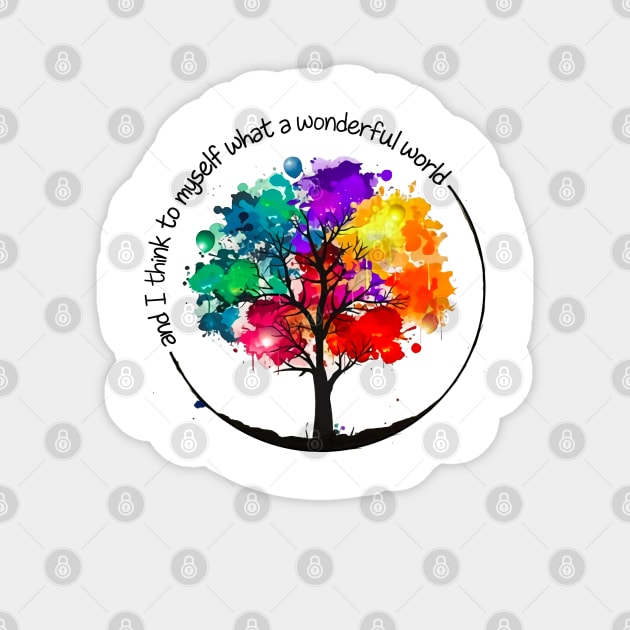 And I Think To Myself What A Wonderful World Hippie Color Tree Sticker by Raul Caldwell